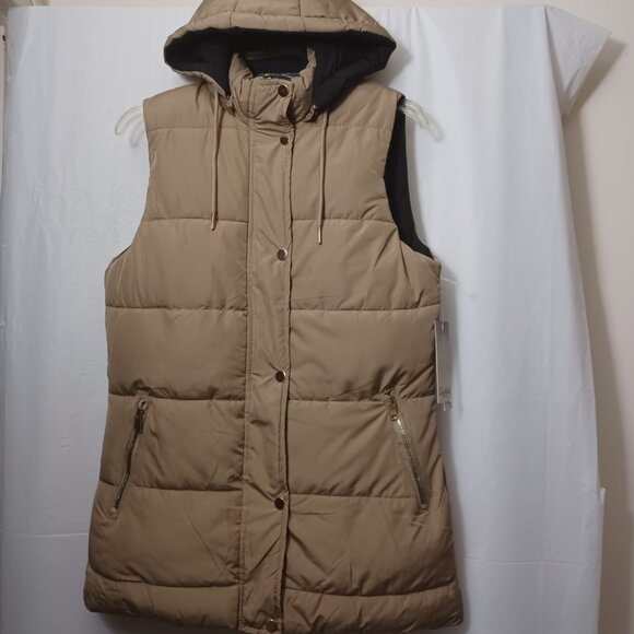 SNOBBISH COLLECTION REVERSIBLE WINTER PUFFER VEST REMOVABLE HOOD BLACK/BEIGE - Picture 5 of 10